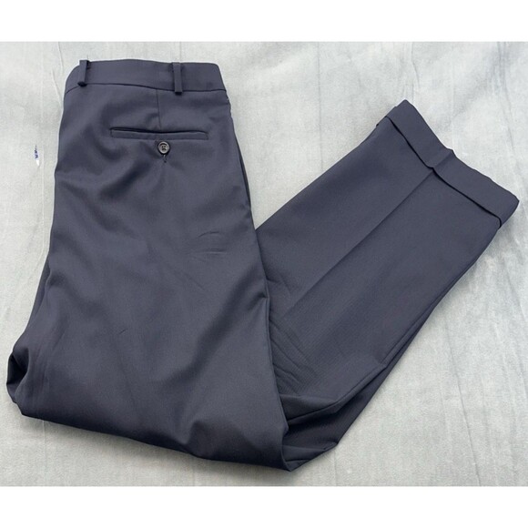 LRL Ralph Lauren Dress Pants Men's 37x32 Blue Total Comfort Pleated Straight Leg - Picture 1 of 12